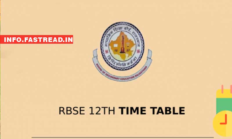 RBSE 12th Class Time Table 2020