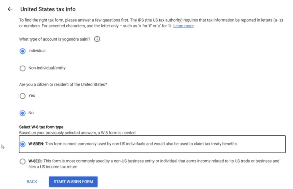 United Tax Info in Adsense