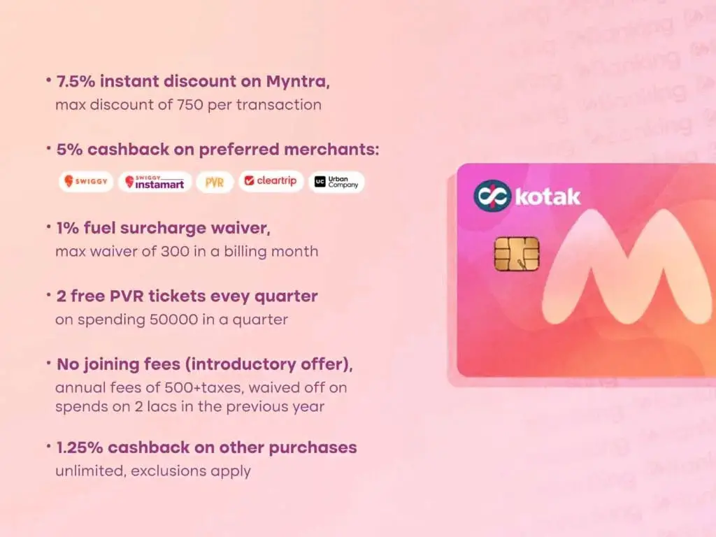 kotak myntra credit card benefits