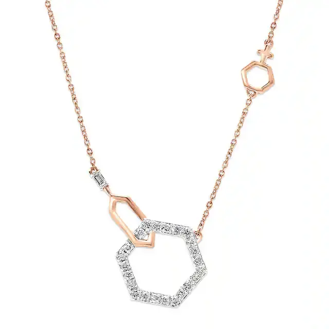 Gold and Diamond Hexagonal Statement Necklace